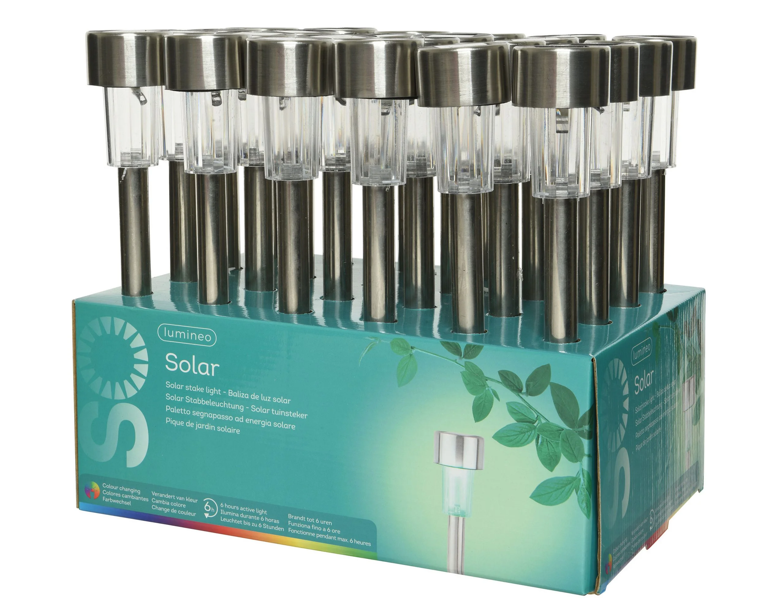 LUMINEO LED-Solarleuchte – Edelstahl, 24 cm, Farbwechsel & warmweiß